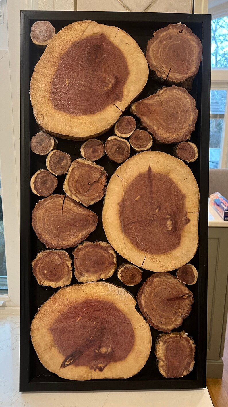 View of Reclaimed Wood Wall Art, Wood Decor, Tree Slices Wall Art - Etsy