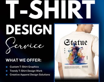 Custom T-shirtontwerpservice, custom digitaal shirtontwerp op basis van jouw idee, custom graphics voor POD, merchandise of kleding, custom digitale ontwerpen
