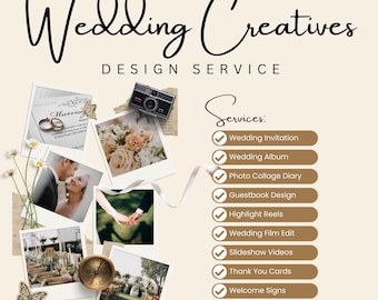 Wedding Creative Design Service, Custom Wedding Invitations, Album Design, Wedding Poster, Guestbook, Highlight Reels & Wedding Film Editing