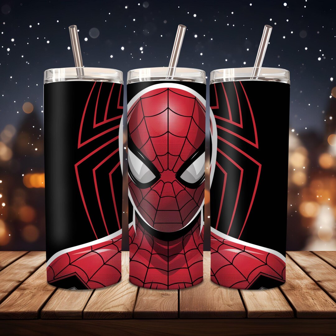 Spider Hero Tumbler Wrap PNG | Red Web Superhero 20oz Skinny Tumbler ...