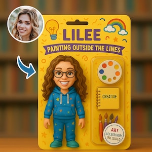 Lilee Spielzeugkiste Portrait | Verwandeln Sie Ihr Foto in eine Actionfigur | Lustiges Geschenk für Ihn Sie | Action-Figur Foto | Personalisierte Spielzeugkiste