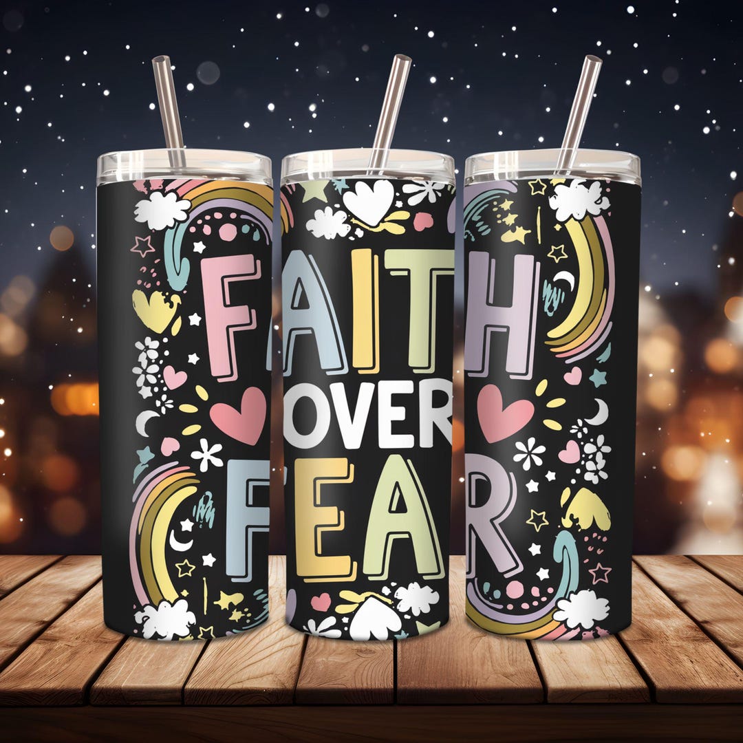 Faith Over Fear Tumbler Wrap, Bible Jesus 20oz Tumbler Seamless Wrap ...