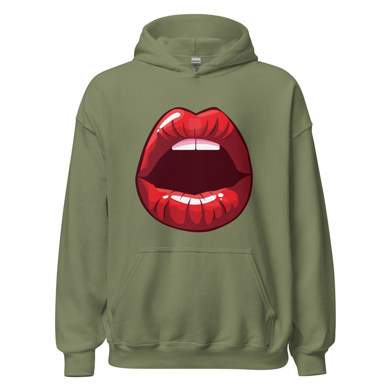 Kiss Lips Hoodie, Lip Pattern Hoodie, Romantic Lips Design Hoodie, Love