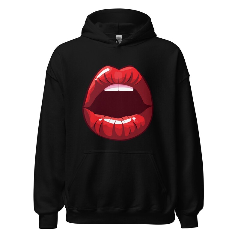 Kiss Lips Hoodie, Lip Pattern Hoodie, Romantic Lips Design Hoodie, Love