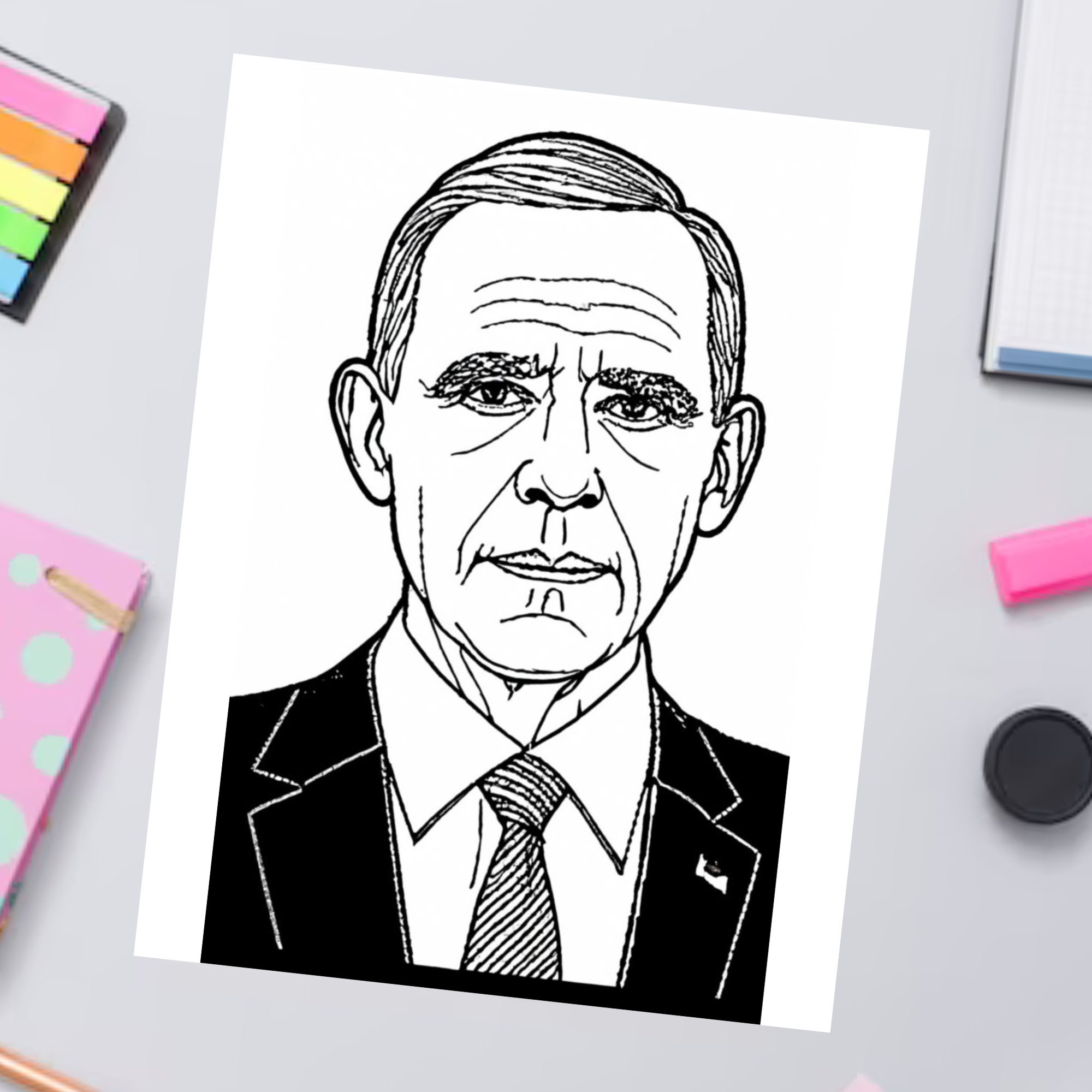 America President Coloring Book Educational Patriotic Activity for Kids