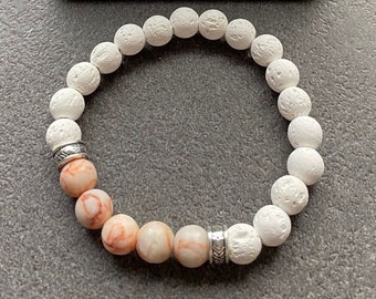 White Lava Rock - Red Netstone Bracelet