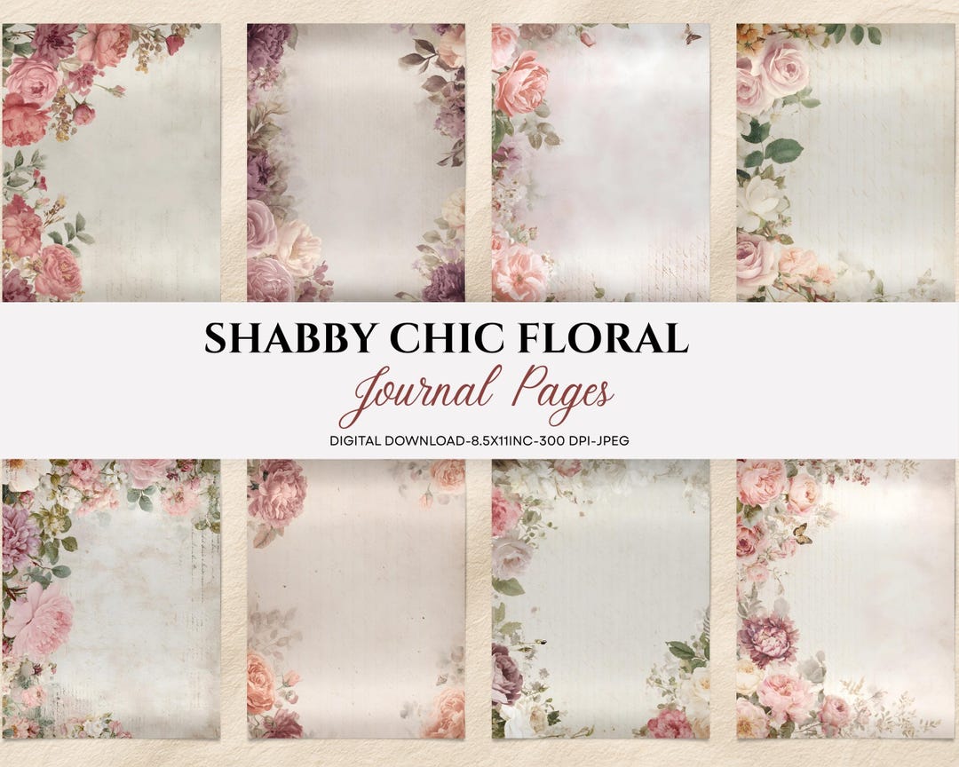 Shabby Chic Rose Junk Journal Kit,vintage Style Flowers Journal Page ...