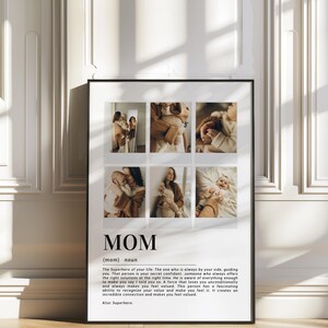 Moldura Polaroid para parede com foto da mãe, presente para mães de primeira viagem do filho e da filha, presente de dia das mães, modelo Canva para impressão