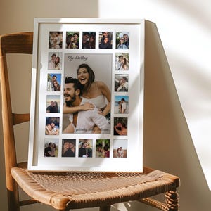 Collage de fotos personalizado del primer aniversario, regalo del primer aniversario de bodas para parejas, regalo para novio y novia, plantilla de Canva