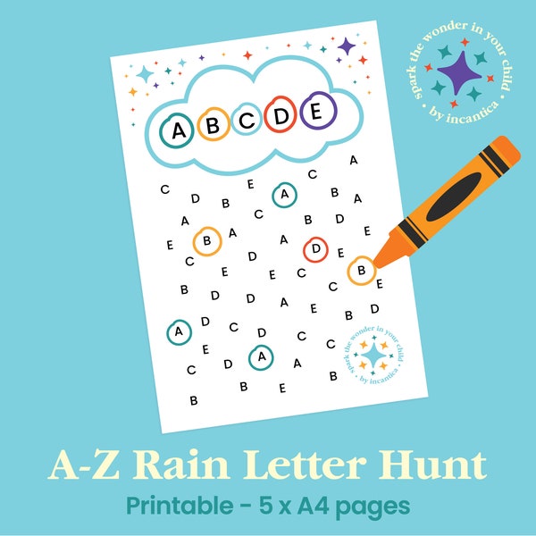 Rain Letter Hunt: Interactive Alphabet Matching Activity for Preschoolers