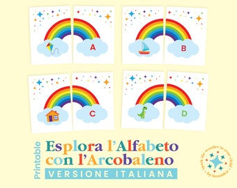 Esplora l'Alfabeto con l'Arcobaleno: Giochi di Associazione per Bambini - VERSIONE ITALIANA