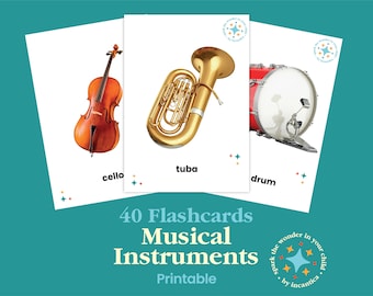 Tarjetas didácticas de instrumentos musicales: Aprendizaje Montessori (PDF imprimible)