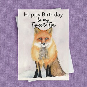 Carte d'anniversaire renard, personnalisable à l'intérieur, cette carte d'art aquarelle drôle de renard est parfaite pour une femme, une petite amie, un petit ami, un mari