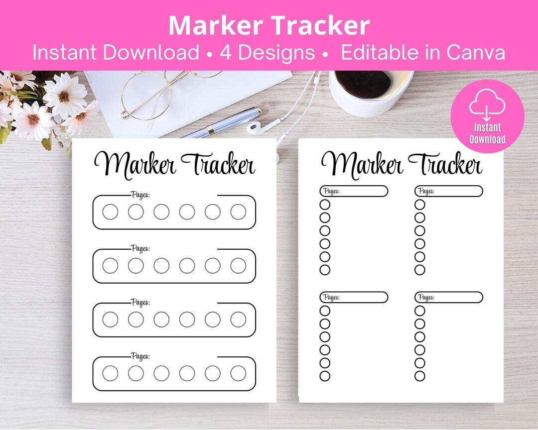 Printable Marker Tracker, Printable Journal Pages, Track Page Colors