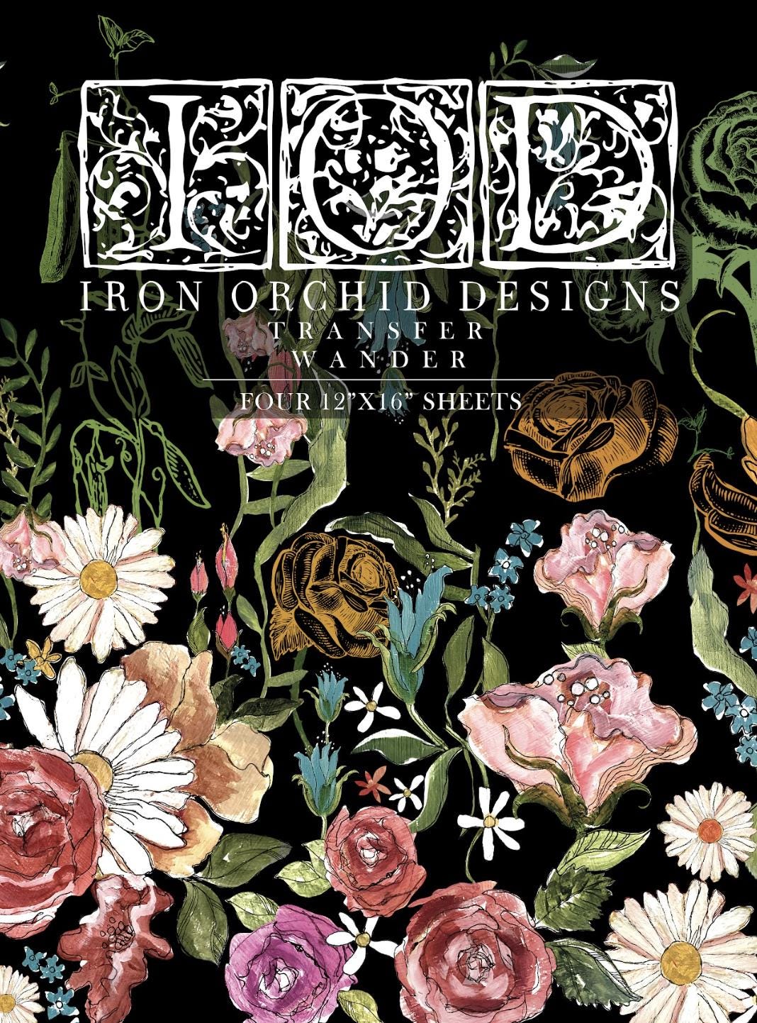 Transfert Iron Orchid Designs – Motif Orchidées Et Couronne Hivernale