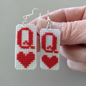 Queen of Hearts earrings Deck of cards jewelry card player earrings card game earrings gift for card player casino jewelry