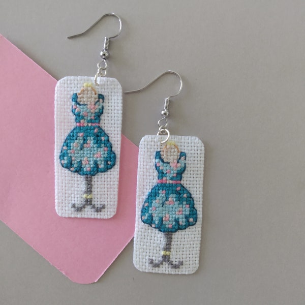 Dress earrings dressmaker seamstress jewelry gift for fashion designer runway earrings gift for mom