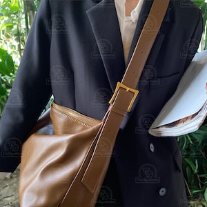 Bolso grande de cuero vegano Bolso cubo de cuero vegano con cremallera, regalo del Día de la Madre, bolso de hombro de cuero, bolso bandolera de cuero suave, Cara imagen 9