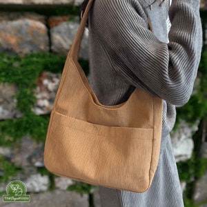 Cord Tote Bag Vegane Schultertasche, Minimalistische Schultertasche, Große Schultertasche, Hobo Tasche, Alltagstasche, Große Weiche Tasche, Bild 4