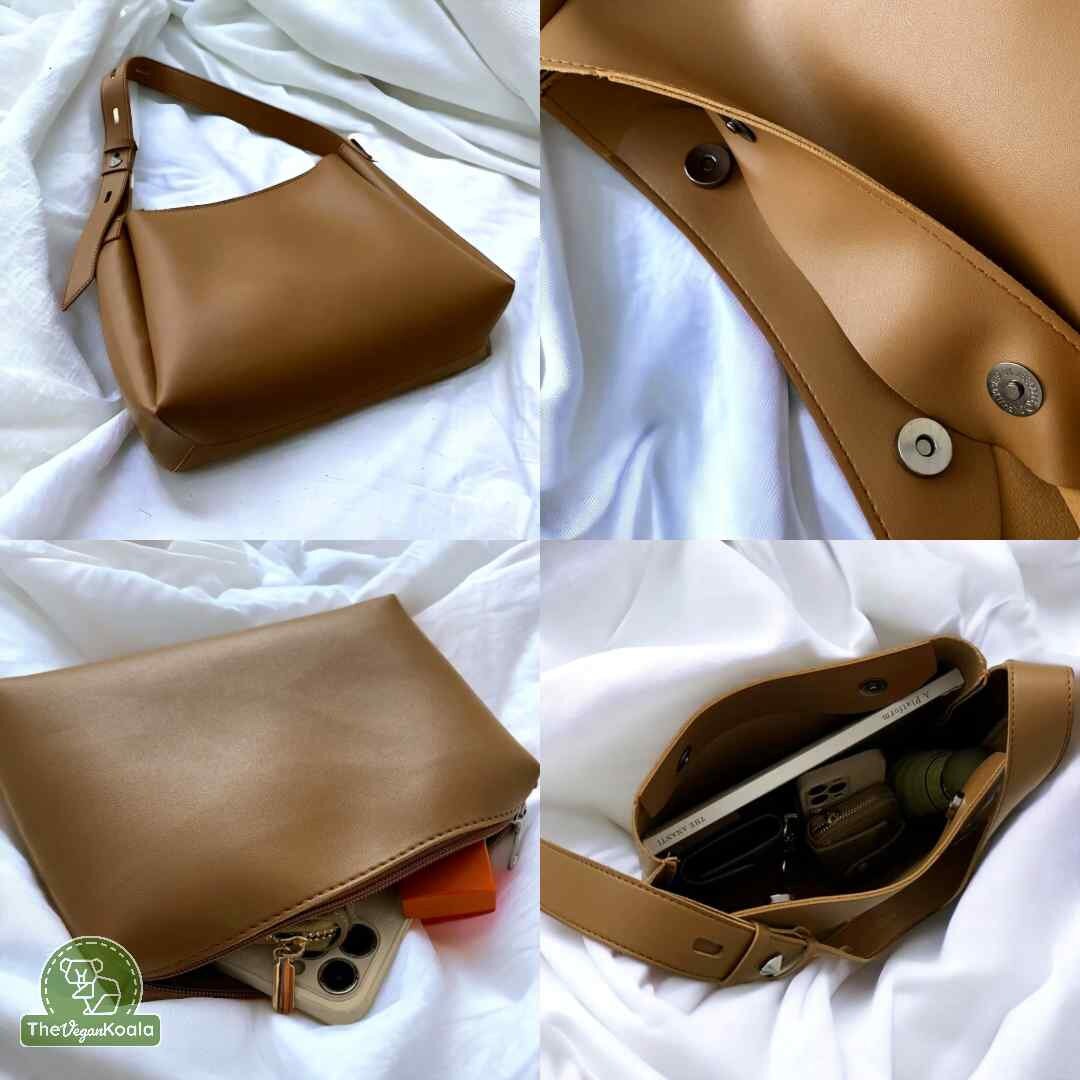 Large Vegan Leather Bag Vegan Leather Bucket Bag With Zipper, Leather ...