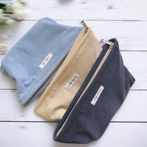 Corduroy Makeup Bag Toiletry Bag for Mothers Day, Extra Soft Corduroy Cosmetic Organizer, Cozy Pouch, Bride Toiletry Bag Wish Yellow