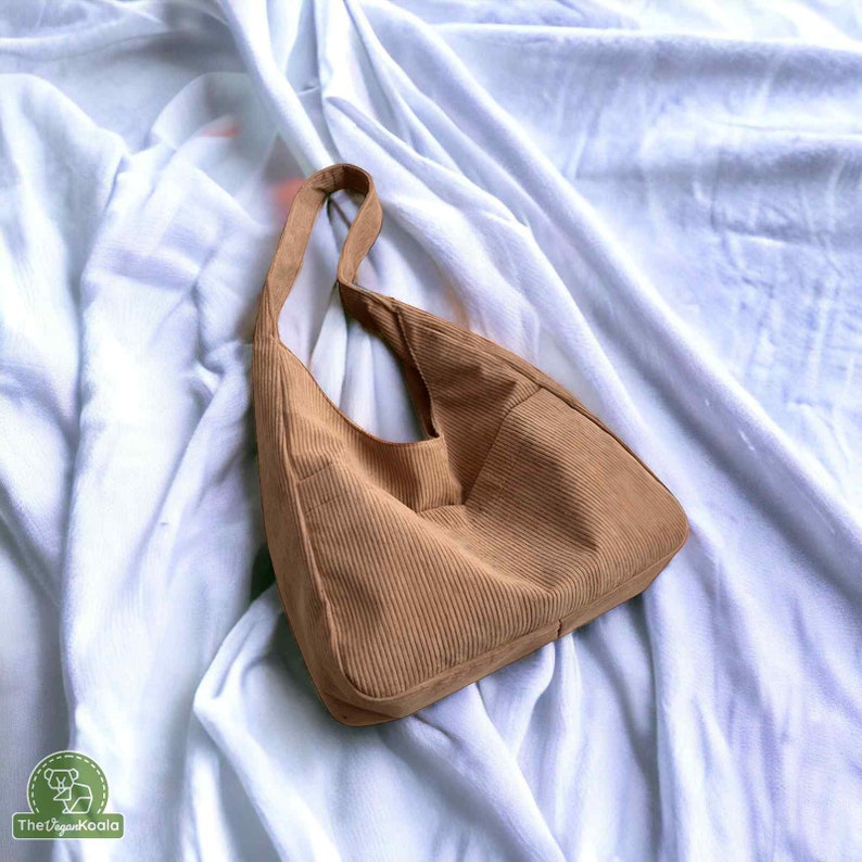 Cord Tote Bag Vegane Schultertasche, Minimalistische Schultertasche, Große Schultertasche, Hobo Tasche, Alltagstasche, Große Weiche Tasche, Khaki