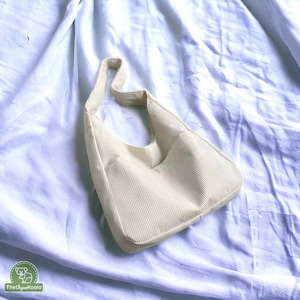 Bolso de mano de pana bolso de hombro vegano, bolso de hombro minimalista, bolso de hombro grande, bolso hobo, bolso de todos los días, bolso suave grande, Linsy White