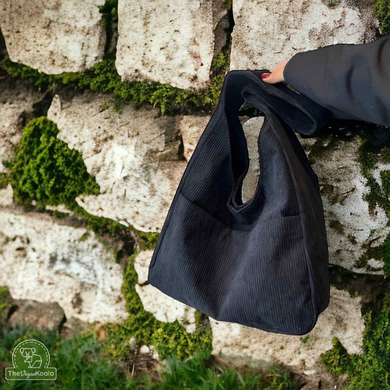 Bolso de mano de pana bolso de hombro vegano, bolso de hombro minimalista, bolso de hombro grande, bolso hobo, bolso de todos los días, bolso suave grande, Linsy imagen 5