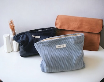 Corduroy Makeup Bag - Toiletry Bag for Mother’s Day, Extra Soft Corduroy Cosmetic Organizer, Cozy Pouch, Bride Toiletry Bag “Wish”