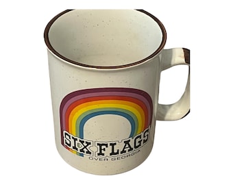 vintage retro six flags coffee mug