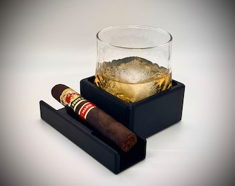Cigar Holder With Whiskey Glass Holder