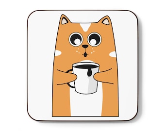 Süßer Katzenkaffee Hartfaserplatte Untersetzer, Katzenliebhaber Geschenk, Küchendekoration, Haustier Untersetzer, Tierliebhaber Geschenk, Einzigartiges Wohnaccessoires