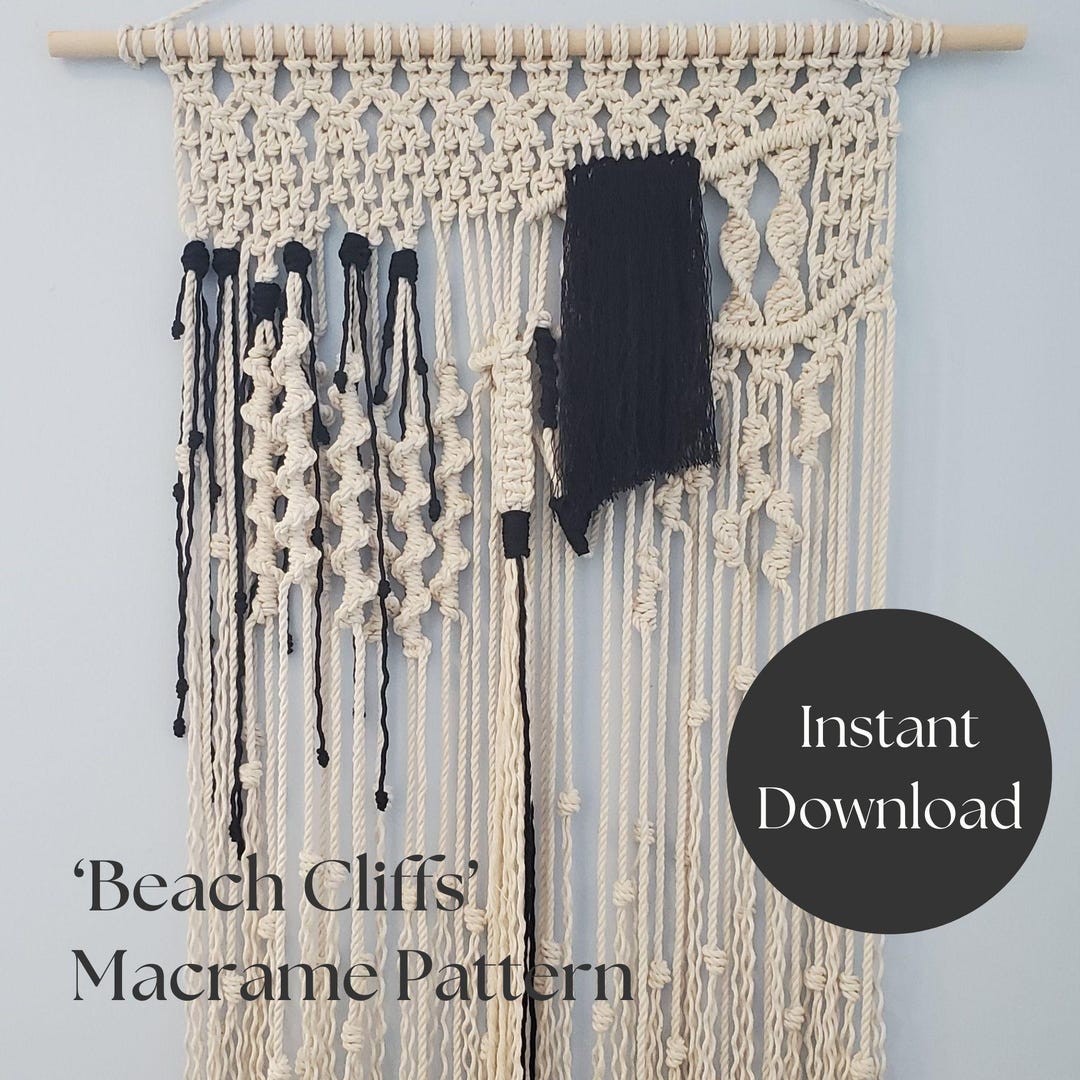DIY Macrame Wall Hanging PDF Pattern Tutorial ‘beach Cliffs”, Step by ...