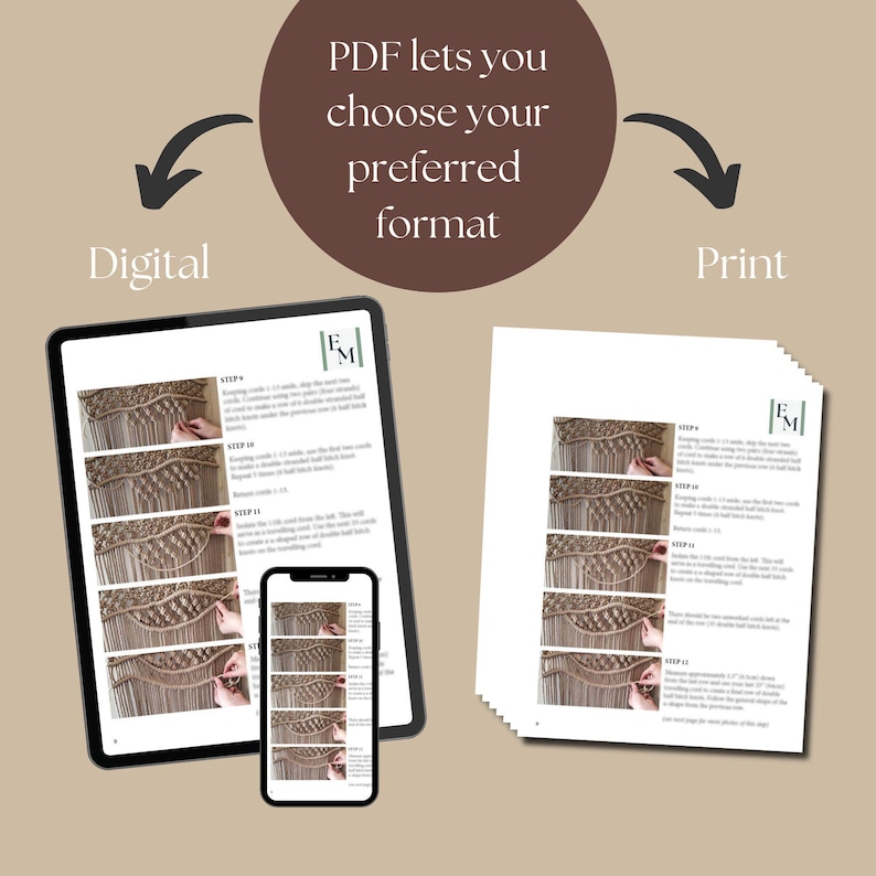 Macrame Wall Hanging Pattern: Step-by-Step Macrame Instructions for Beginners (Modern Macraweave Digital PDF Tutorial) image 4