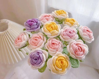 Crochet Roses Mother's Day Flowers Crochet Flower Bouquet Rose Bouquet Forever Roses Forever Flowers Mother's Day Crochet