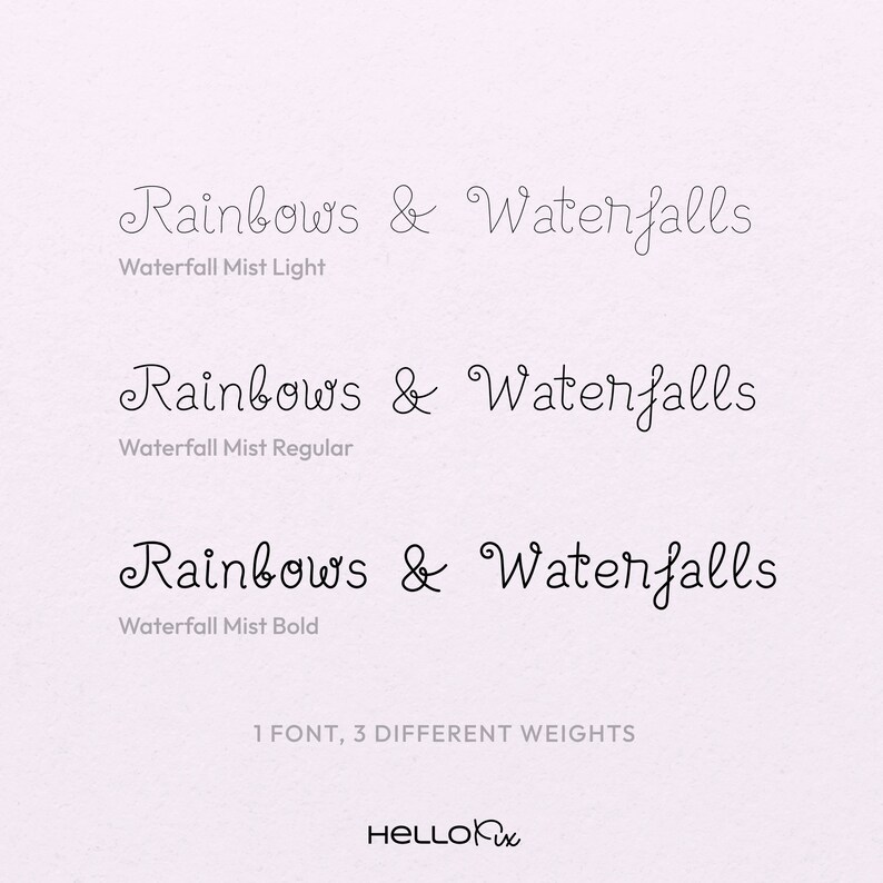 Waterfall Mist Font Handwritten Calligraphic Cute Cursive Bundle Font ...