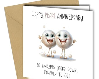 Pearl 30 Years Anniversary Card Optional Personalised - 1738