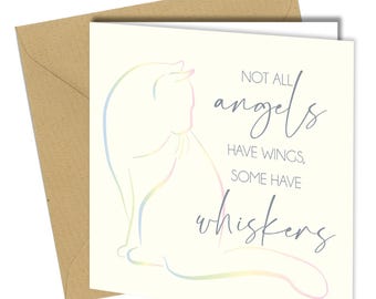 Cat Sympathy Card Personalised – Rainbow Line Art Pet Loss Memorial