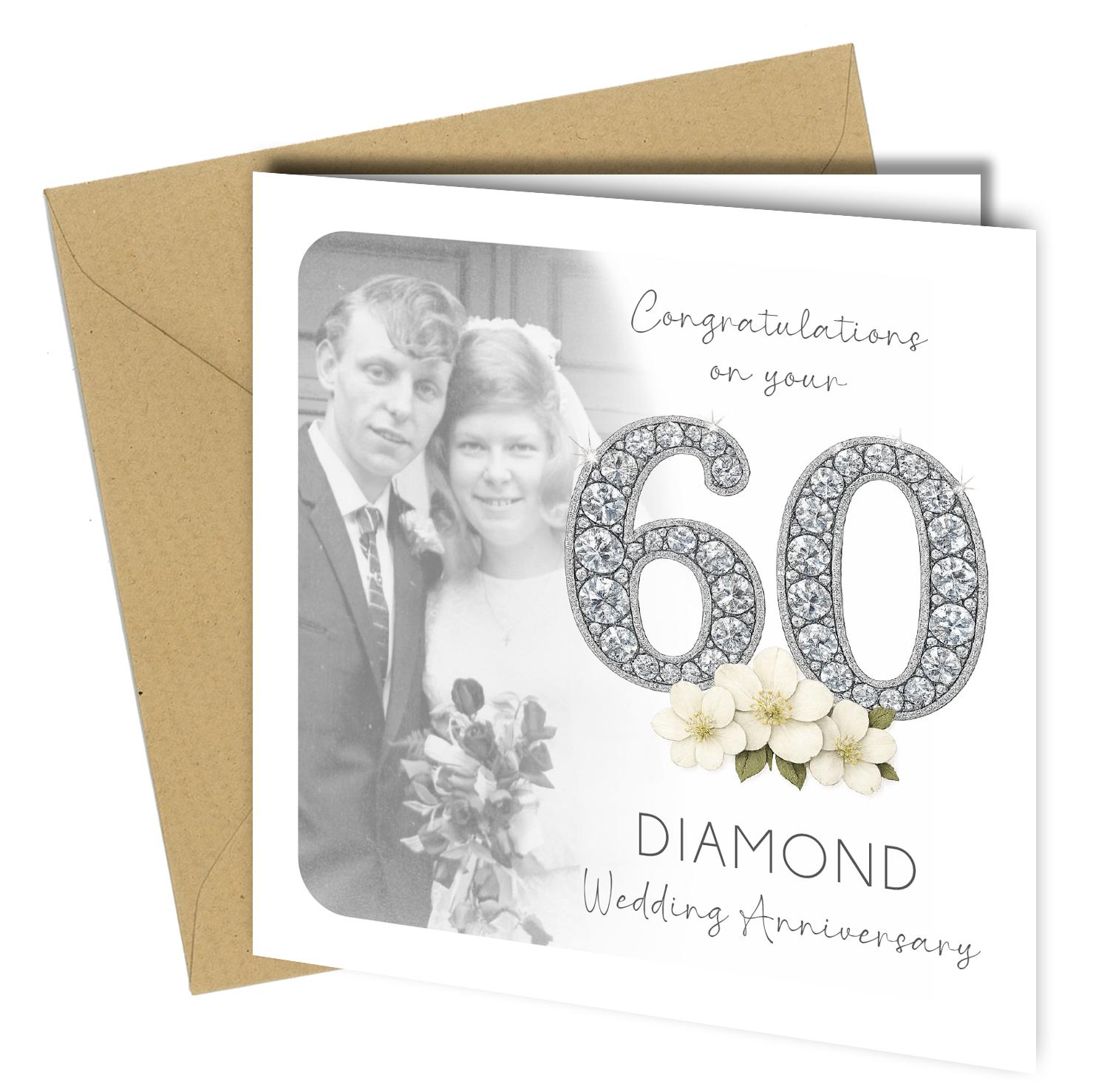 Biglietto Di Auguri Central 23 – 60° Anniversario Di Matrimonio Per Mamma E Papà, Con Adesivi E Busta, Ideale Per Nozze Di Diamante