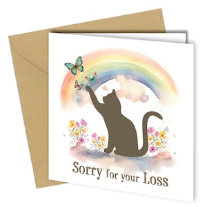 Regenbogen Katze Trauer Beileid Trauer Karte #355