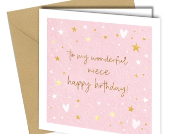 Personalised Niece Birthday Card – Pink – Family Card From Auntie or Uncle CB044
