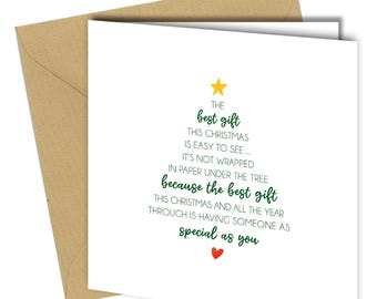 Heartfelt Christmas Card Personalised – Tree Poem, Romantic Holiday Greeting (Kraft Envelope)