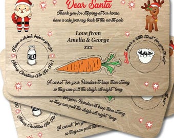 Personalised Dear Santa Treat Board – Christmas Eve Wooden Snack Plate