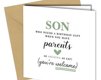 Funny Birthday Card for Son Personalised – Cheeky Gift from Parents