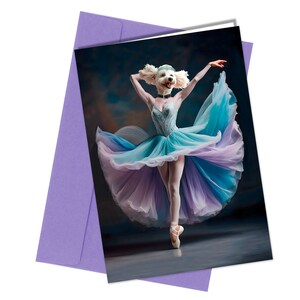 Grappige verjaardagskaart hond witte poedel / verjaardag hond portret ballerina #168L