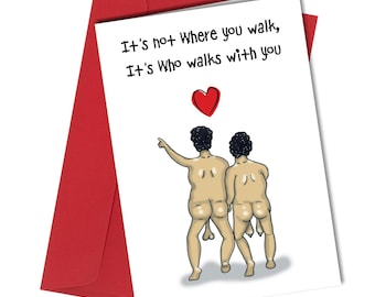 Personalised Anniversary / Valentine Funny Rude Walking Together Card - 58