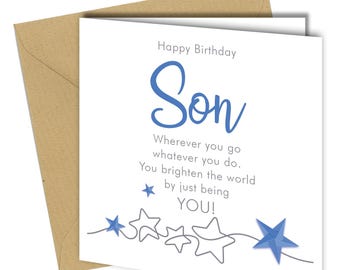 Personalised Birthday Card for Son | Blue Star Design