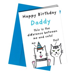 Carte d'anniversaire papa tirée du chien / Amusante / Chats / Animaux de compagnie / Bébé fourrure / Chaton # 341