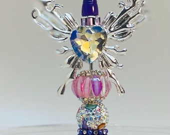 Rhinestone Beaded Pen: Metal Butterfly, Heart Zircons, Hand-Painted Bead