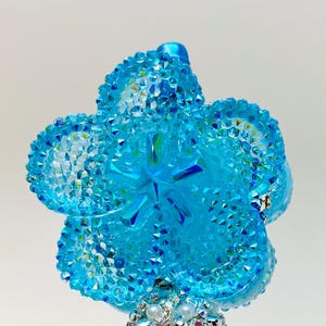 Aqua Blue Rhinestone Pen: Pearl Cabochons & Acrylic Flower